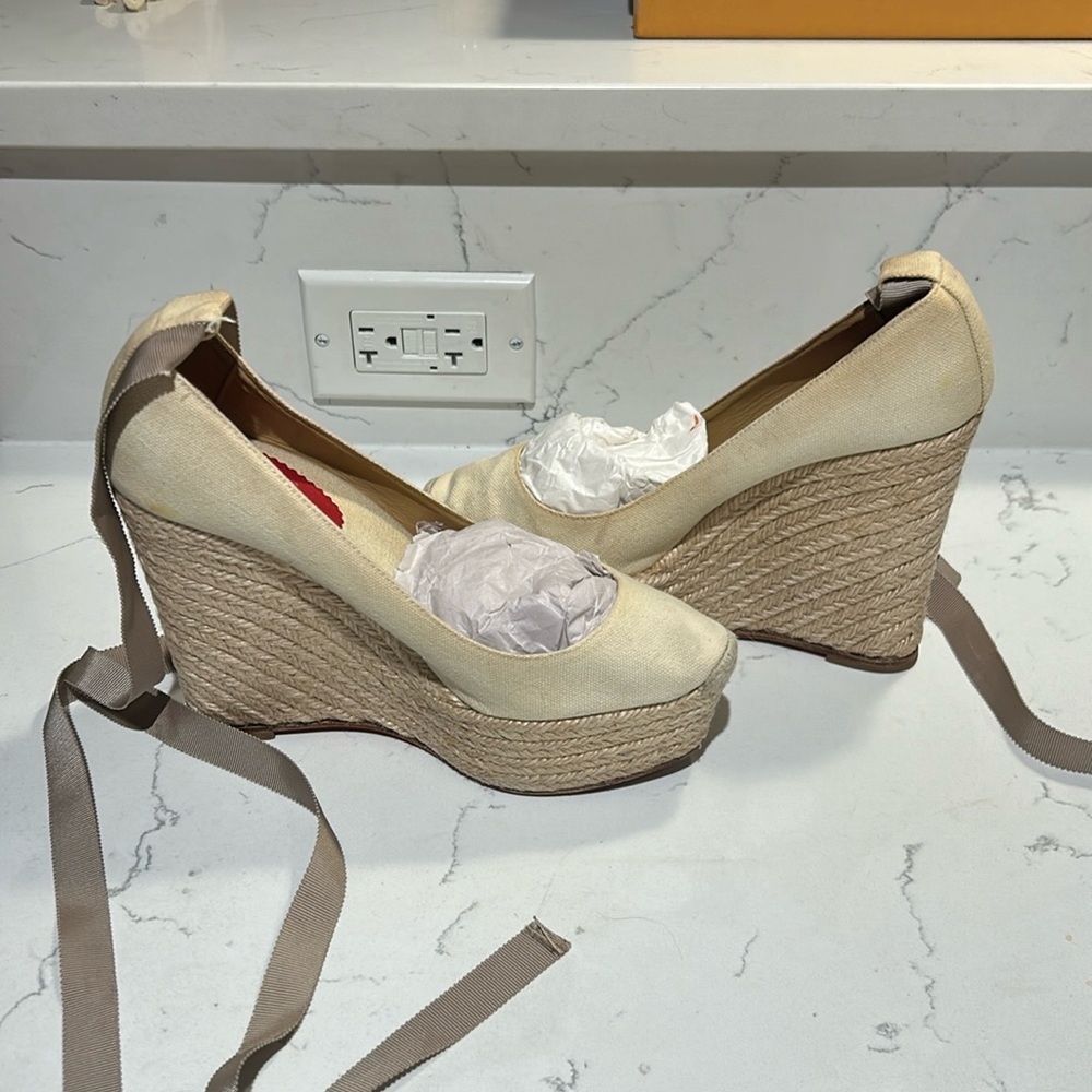 Christian Louboutin | Wedge Lace Up Espadrilles